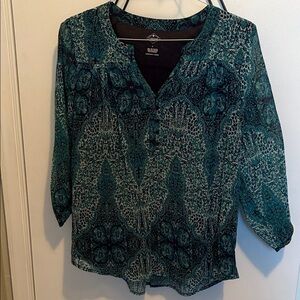 Teal Patterned Women's Top